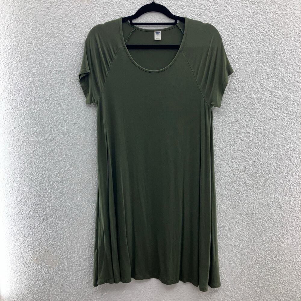 Old Navy Green Days Olive Scoop Neck Lightweight Short Sleeve Knit Swing Dress